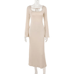 Tipo CaderaElegante Corte Slim Mangas Acampanadas Vaina