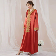 Dress Embroidered Lace Solid Color Robe