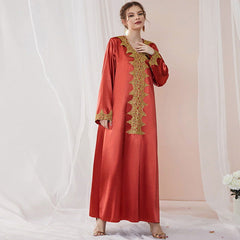 Dress Embroidered Lace Solid Color Robe