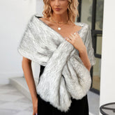 Faux Fur Talma Scarf Multi Color Scarf Bridal Dress Cross Shawl