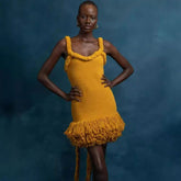 Twine Rope Shoulder Strap Tassel Dress Swing Short Dress