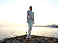 Vestido de un solo hombro de lujo ligero con lentejuelas de alta gama para anfitriones de cócteles y reuniones anuales