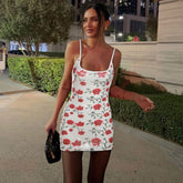 Backless Slim Fit Printed Sequin Slip Dress Hip