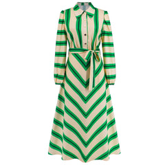 Cárdigan fino con botones y vestido camisero a rayas popular