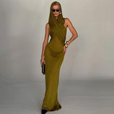Turmeric Hooded Tulle Backless Cross Two Way Wear Dress