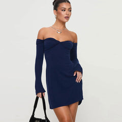Long Sleeve Dress Off Neck Tube Top Backless Hip Dress