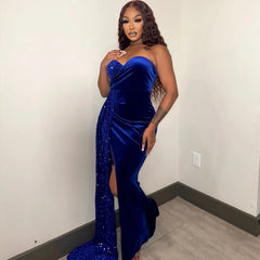 Nightclub Party Sequin Swing Stitching Chest Wrapped Dress