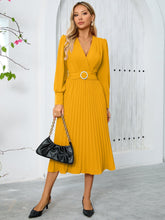 V neck Long Sleeve Dress Slim A line Dress