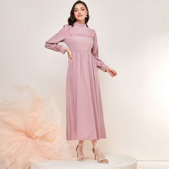 Elegante vestido de cintura alta con borlas y costuras
