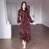 French Hepburn Jacquard Large Swing Dress