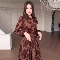 French Hepburn Jacquard Large Swing Dress