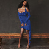 off Neck Strap Tube Top Backless Sheath Fishtail Dress