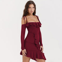 off Neck Strap Tube Top Backless Sheath Fishtail Dress