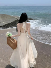 Rückenfreies Neckholder-Maxikleid