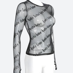 Baddie Love Hate Transparentes Netztop