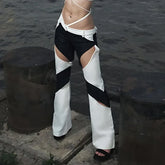 Baddie Patchwork-Festivalhose mit Cut-Outs