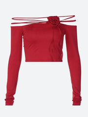 Asymmetrisches schulterfreies Top von Baddie Rose