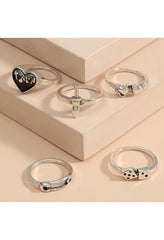 5pcs Y2k heart ring