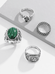 Herren 4-teiliger Vintage-Silberring