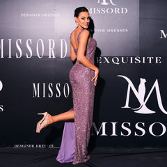 Bandeau Long Sequin Sling Square Collar Cocktail Evening Dress Bridesmaid Dress