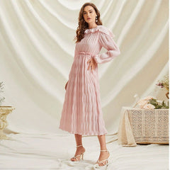 Bazaar Fall French Sweet Lace Collar Long Sleeve Dress