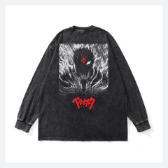 Sudadera unisex desgastada con estampado de Berserk