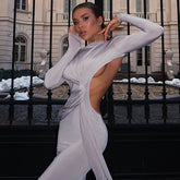 Best Seller in Back Hollow Out Cutout Slim Long Sleeve Dress