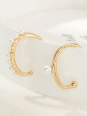Faux Pearl Decor Cuff Earrings 2pcs