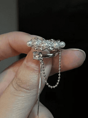 Cuff Earrings with Faux Pearl and Tassel Decor