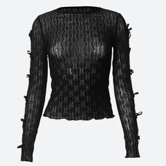 Transparentes Top mit Schleifenärmeln