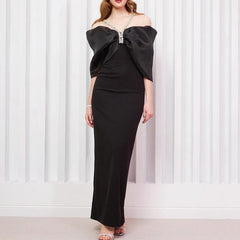 Bow Diamond Off Shoulder Bandage One Piece Dress Cocktail Party Dress