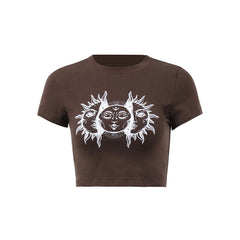 Top corto marrón con sol