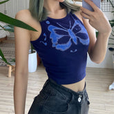Mini-Crop-Top mit Schmetterlingsmotiv