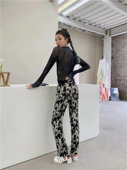 Mesh-Top mit Schmetterlingsnaht-Details