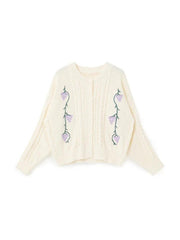 Strickjacke mit Häkelstrickdekor in Traubenform