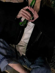 Oversize-Strickjacke mit Reißverschluss und Kapuze