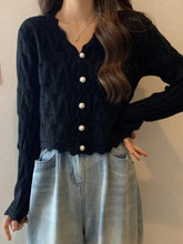 Knit cutout v-neck cardigan