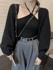 Bolero-Strickjacke mit offener Vorderseite