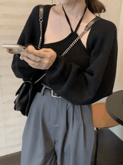 Bolero-Strickjacke mit offener Vorderseite