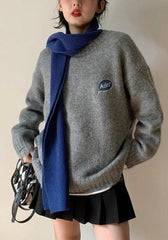 Strickpullover mit Cartoon-Stickerei