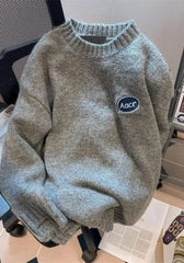 Strickpullover mit Cartoon-Stickerei