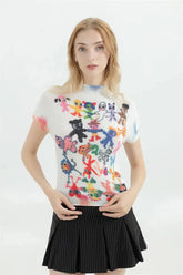 Top mit Cartoon-Figuren-Print