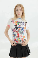 Top mit Cartoon-Figuren-Print