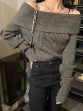 Lässiger schulterfreier Strickpullover