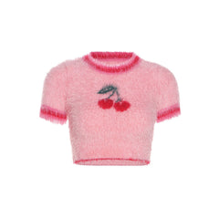 Cherry Fuzzy Crop Top