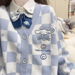 Cinnamoroll Blaue Strickjacke mit Knöpfen