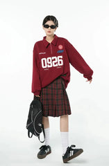 Falda patinadora midi estilo universitario de corte A