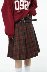 Falda patinadora midi estilo universitario de corte A