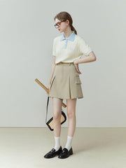 Kurzarmpullover im College-Stil