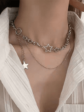Layered Chain Necklace with Rhinestone Star Decor